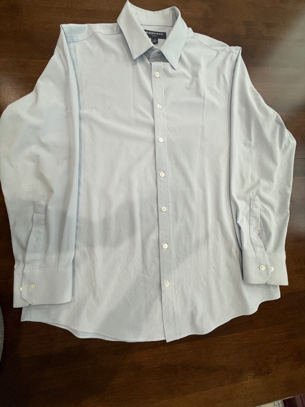 Mizzen+Main Leeward Mens L Classic Fit Light Blue Button Down Performanc Stretch